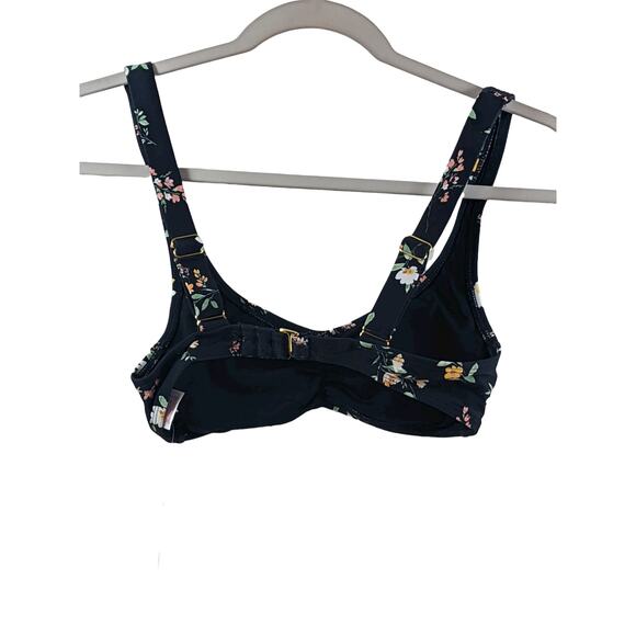 Cinch Front Bralette Bikini Top Xhilaration Black Floral Print XS Swimsuit Beach - Picture 10 of 10